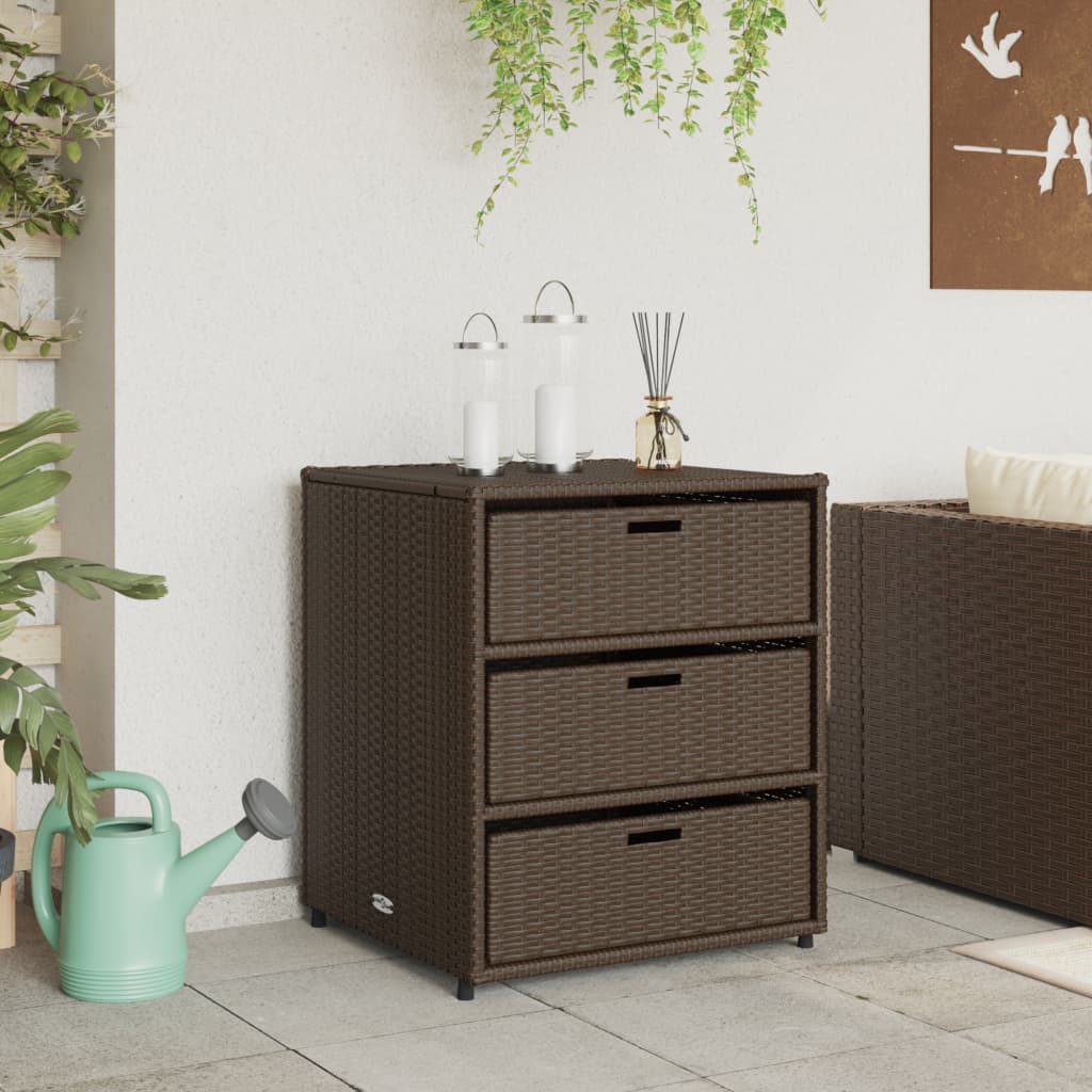 Garden Storage Cabinet Brown 55x59x69 cm Poly Rattan