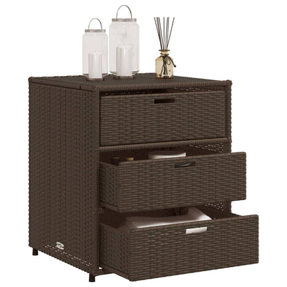 Garden Storage Cabinet Brown 55x59x69 cm Poly Rattan