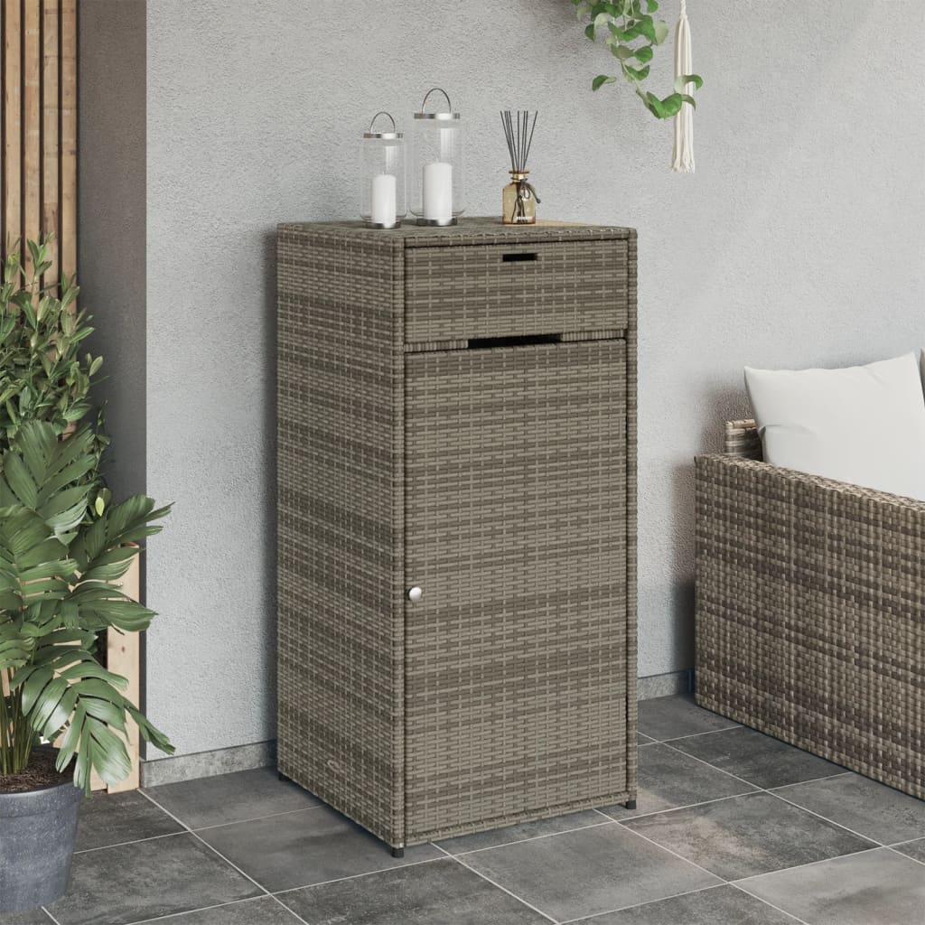 Garden Storage Cabinet Grey 55x55x111 cm Poly Rattan