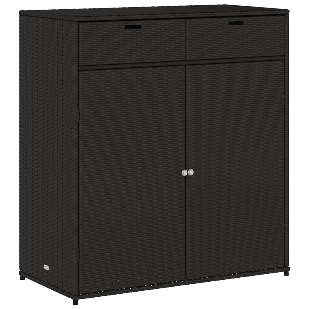 Garden Storage Cabinet Black 105x55x113 cm Poly Rattan