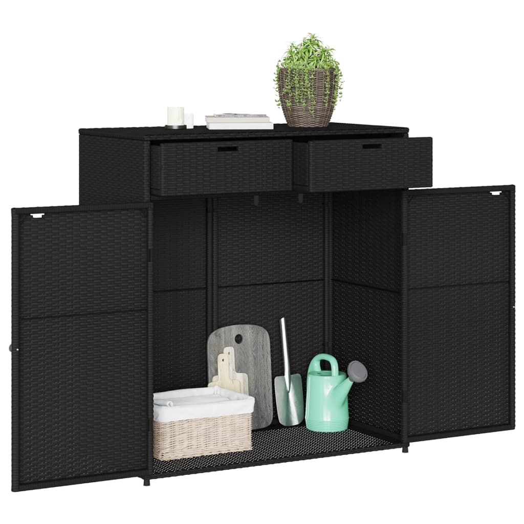 Garden Storage Cabinet Black 105x55x113 cm Poly Rattan