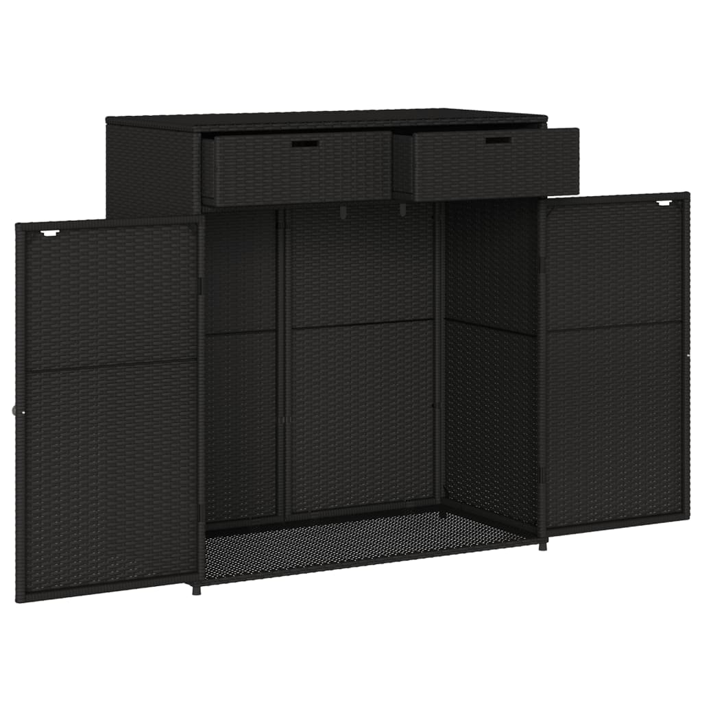 Garden Storage Cabinet Black 105x55x113 cm Poly Rattan