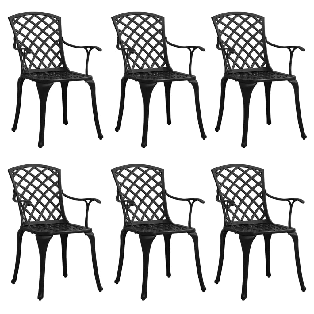 Garden Chairs 6 pcs Cast Aluminium Black