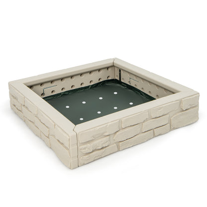 Sandbox with Cover and Bottom Liner for Backyard-White