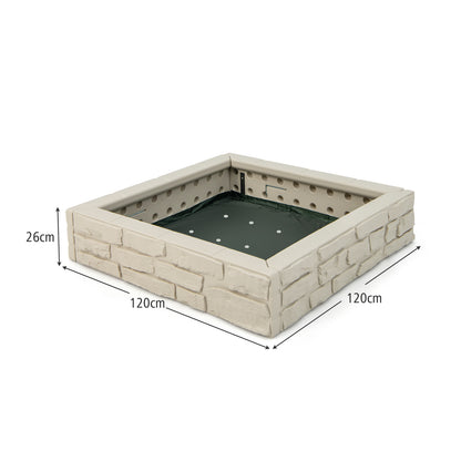 Sandbox with Cover and Bottom Liner for Backyard-White