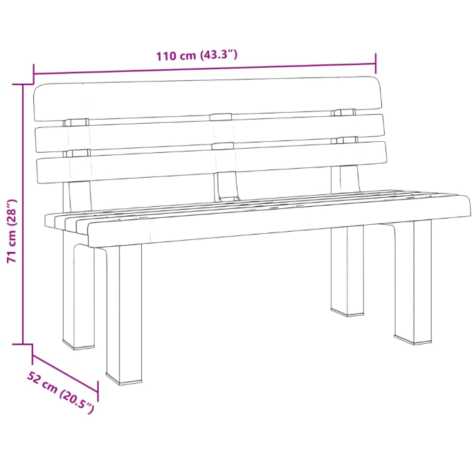 Garden Bench Anthracite 110x52x71 cm Polypropylene