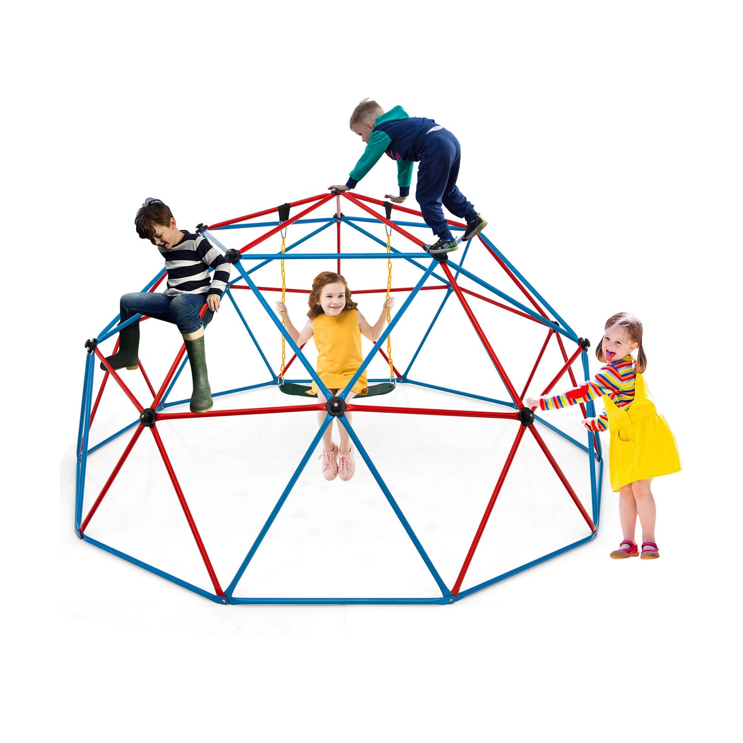 10FT Kids Geometric Dome Climber with Convenient Grip-Blue &amp; Red