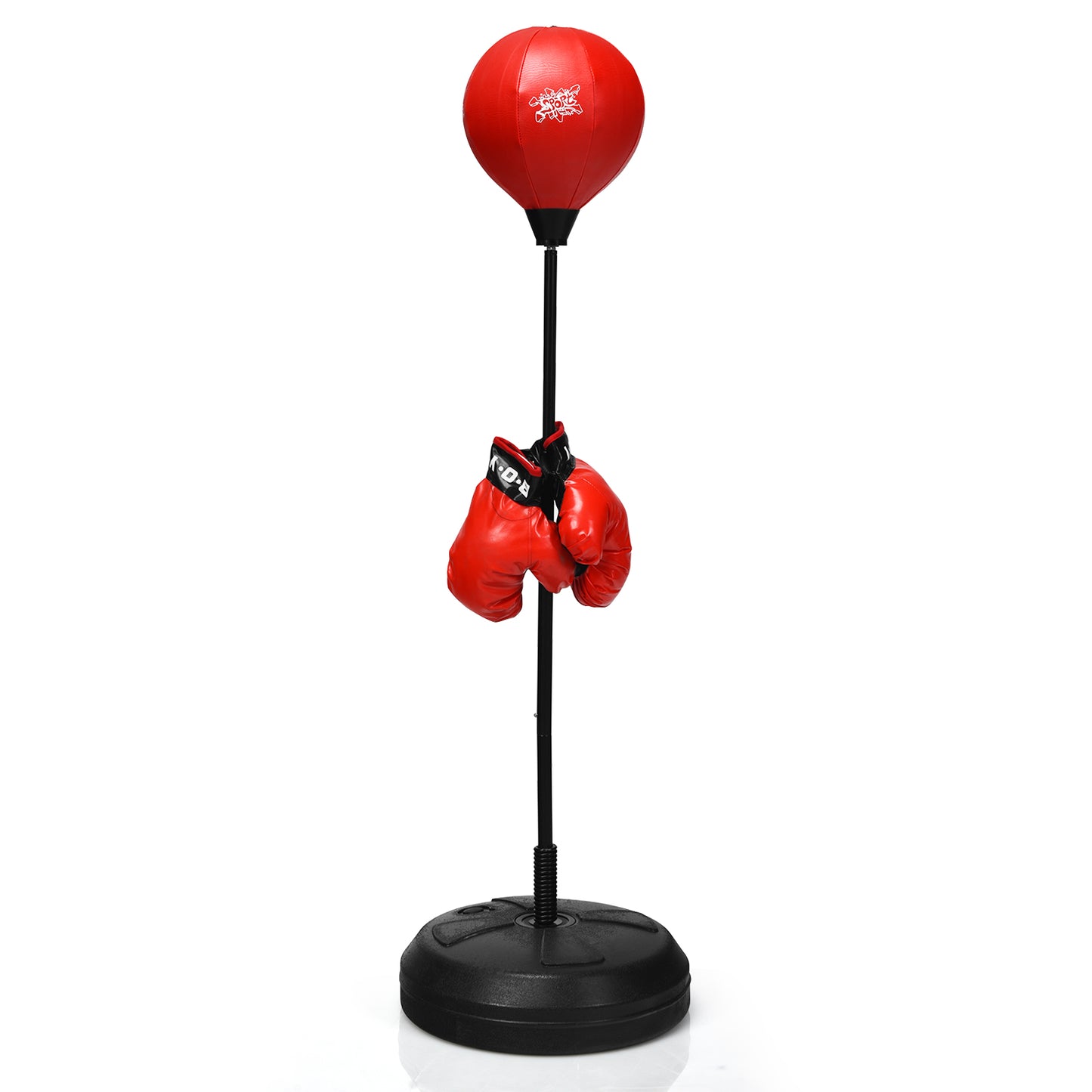 122 - 154cm Height Adjustable Speed Ball Reflex Bag Kit with Stand and Gloves