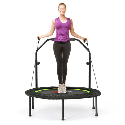 101 cm Mini Trampoline with 2 Resistance Bands and Adjustable Foam Handle-Green