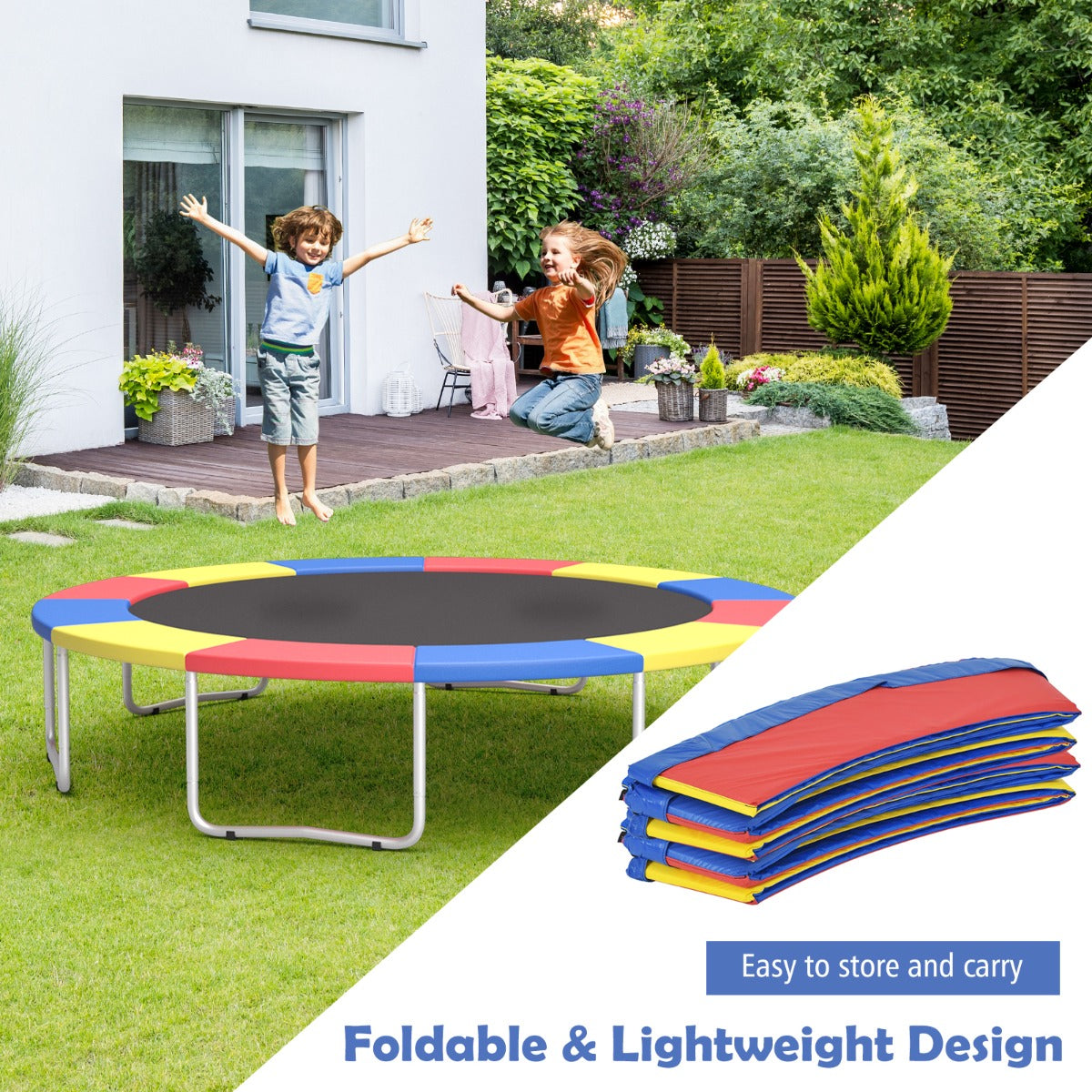 12 FeeT Trampoline Replacement Safety Pad-Colourful